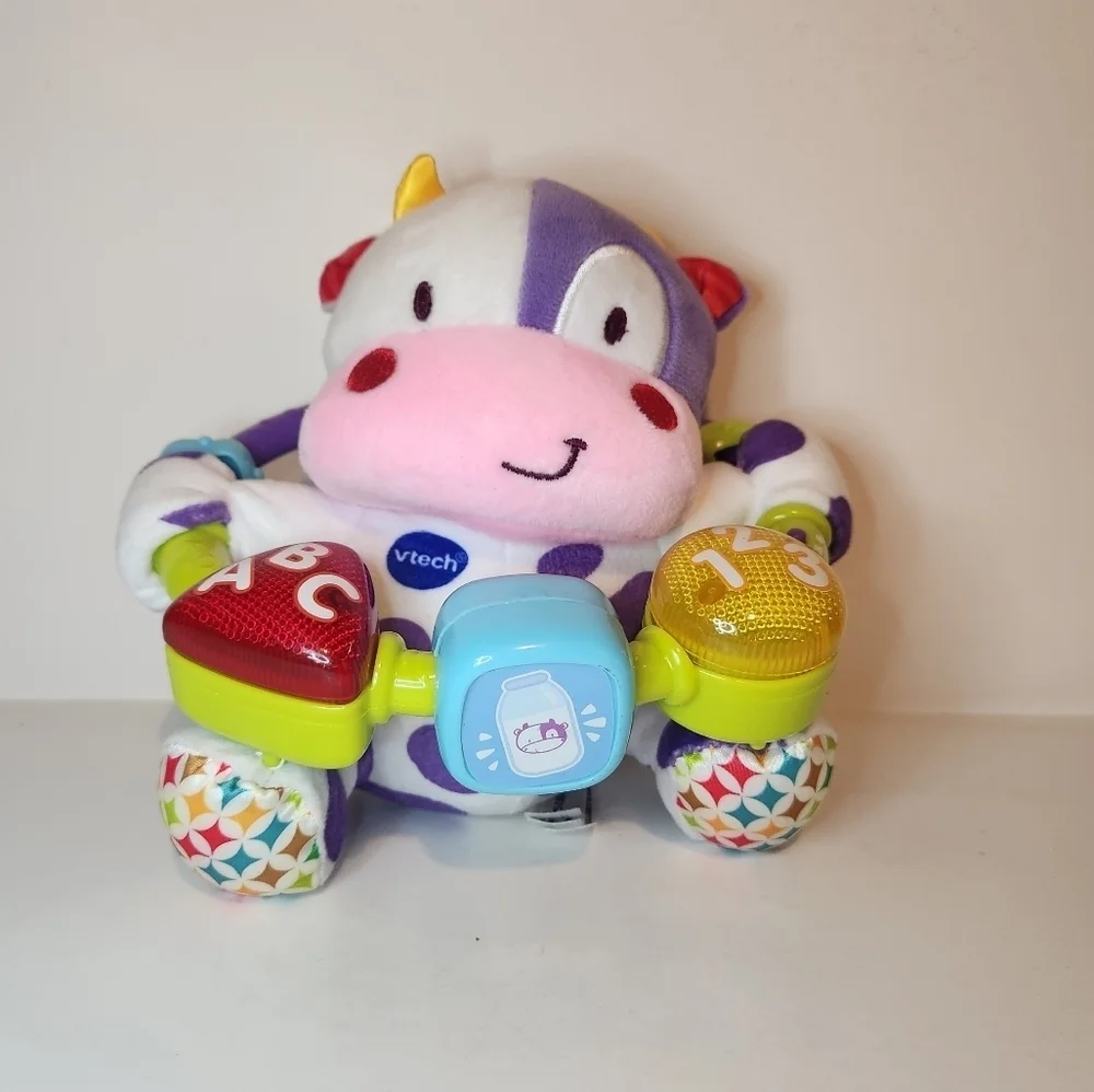 Like New Vtech Lil' Critters Moosical beads Purple cow plush learning toy